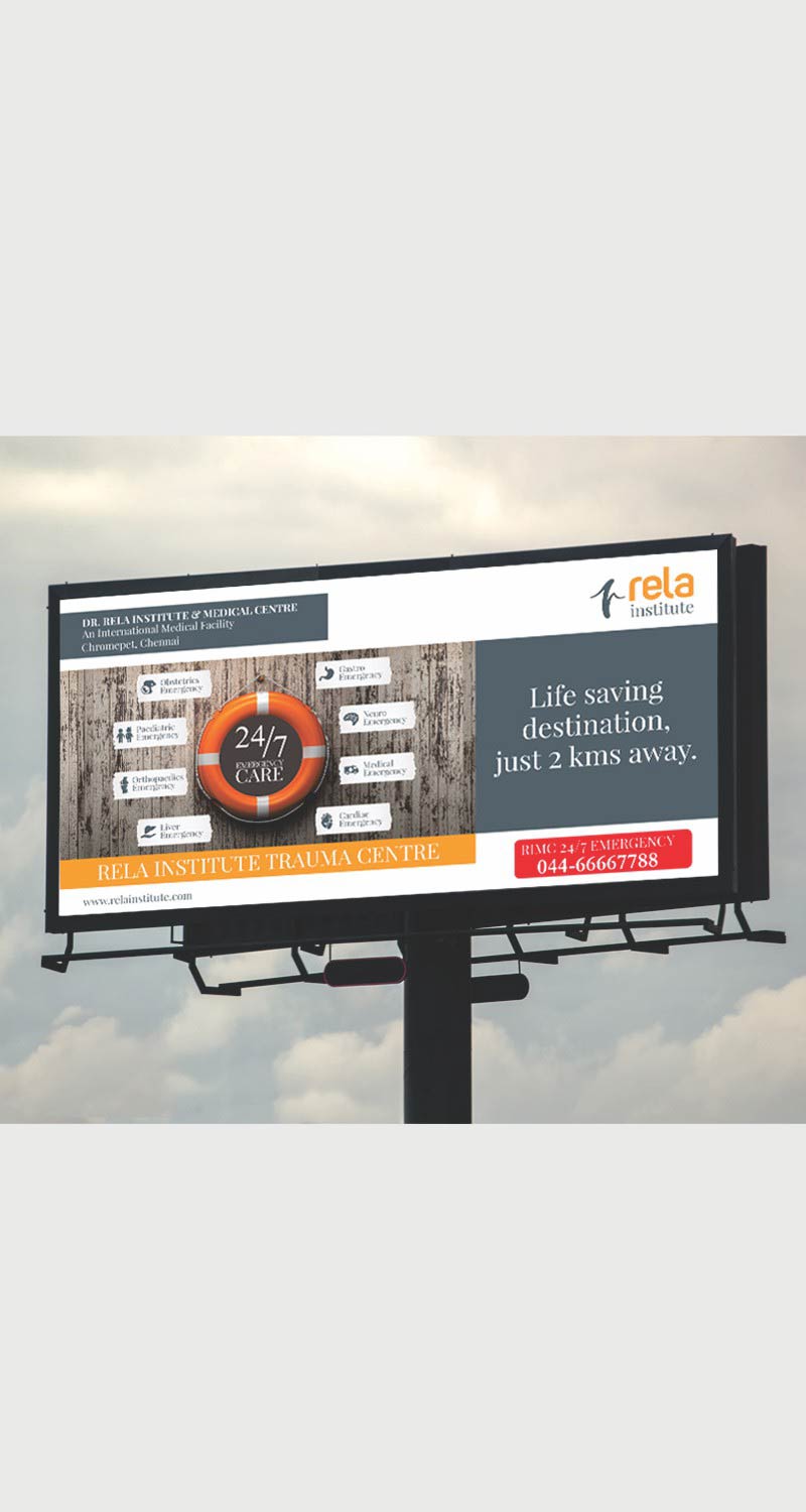 Outdoor Advertisement Design - Rela Institute - Hospital in Chennai
    