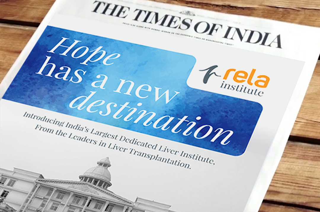 Showcase of branding and advertising works done for Rela Institute by Moksha Media - Top Branding Agency for Hospitals.